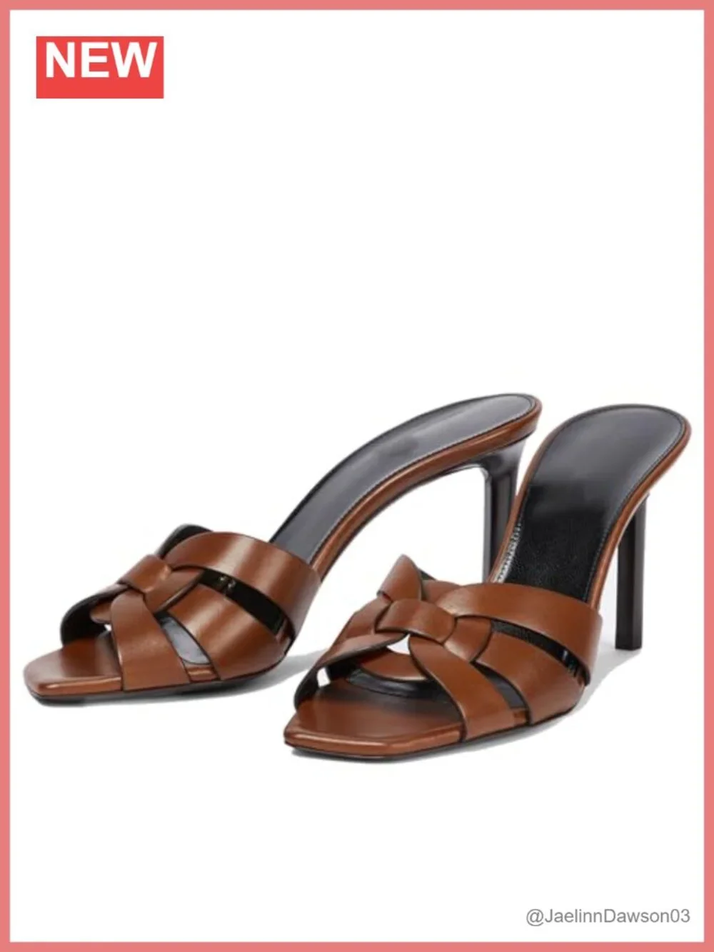 Women's Open Toe Heeled Mules Intertwining Straps Stiletto Heel Slip On Pumps